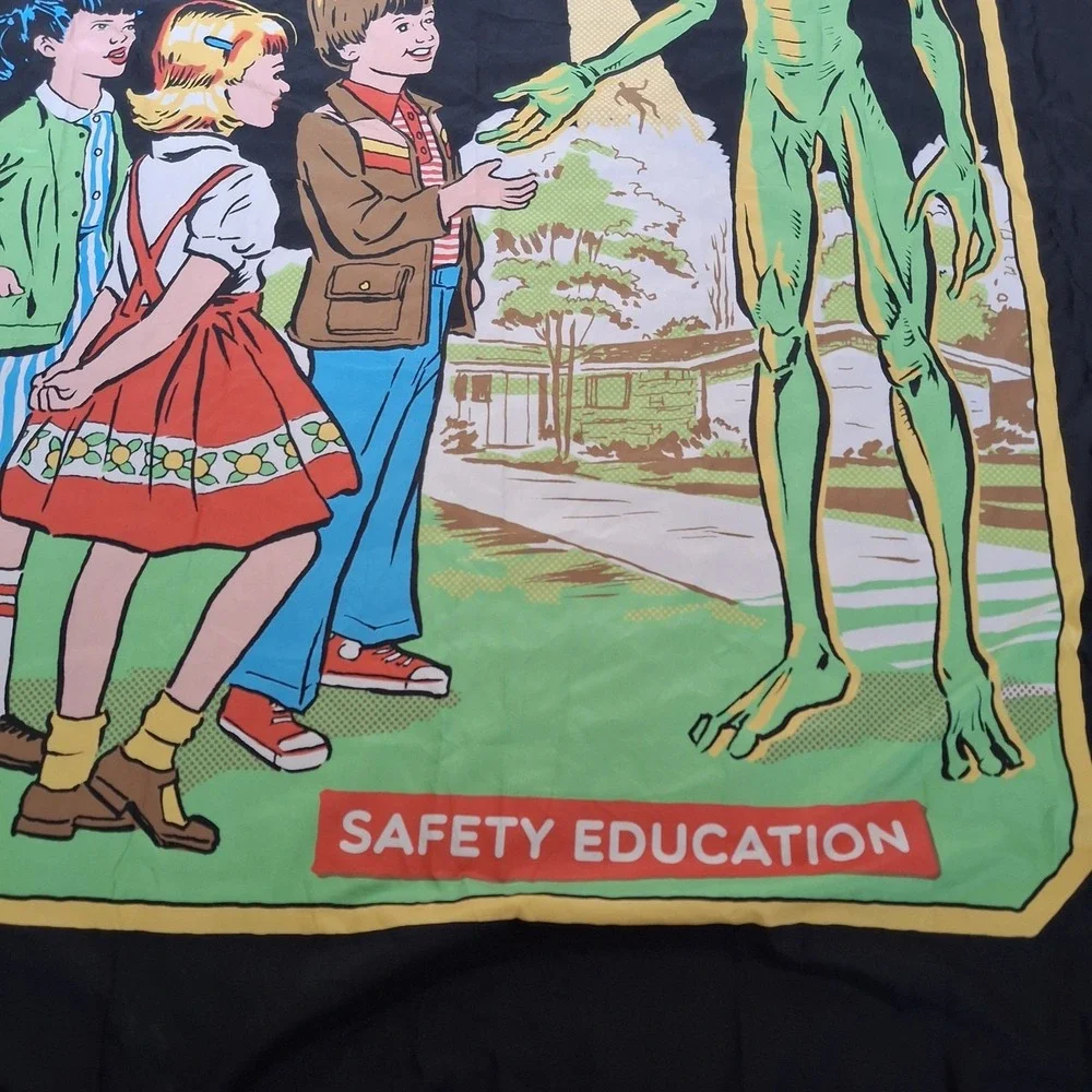 Steven Rhodes Throw Blanket Dont Talk To Strangers Alien UFO Retro 50x60 Y2K